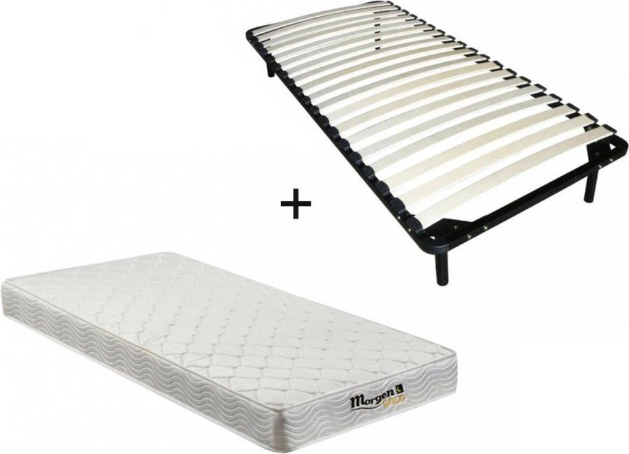 Vente-unique Set lattenbodem en matras met veren WOLKENLOS van MORGENGOLD 90 x 190 cm L 190 cm x H 25 cm x D 90 cm - Foto 2