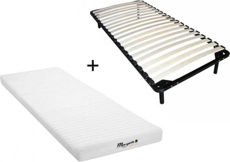 Vente-unique Set lattenbodem en schuimmatras 7 zones 25 kg m3 STELO KIDS dikte 12 cm van MORGENGOLD 90 x 190 cm L 190 cm x H 25 cm x D 90 cm - Foto 4