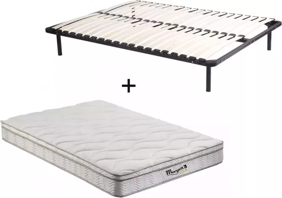 Vente-unique Set lattenbodem en verenmatras met 3 slaapzones en vormgeheugen WOLKENTANZ van MORGENGOLD 160 x 200 cm L 200 cm x H 25 cm x D 160 cm - Foto 2