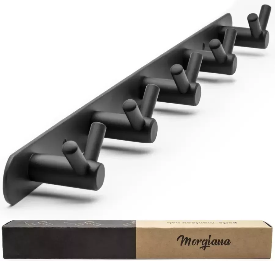 Morgiana Wandkapstok Kapstok 10 Haakjes Hangende Design Muurkapstok Handdoekrek Mat Zwart Industrieel