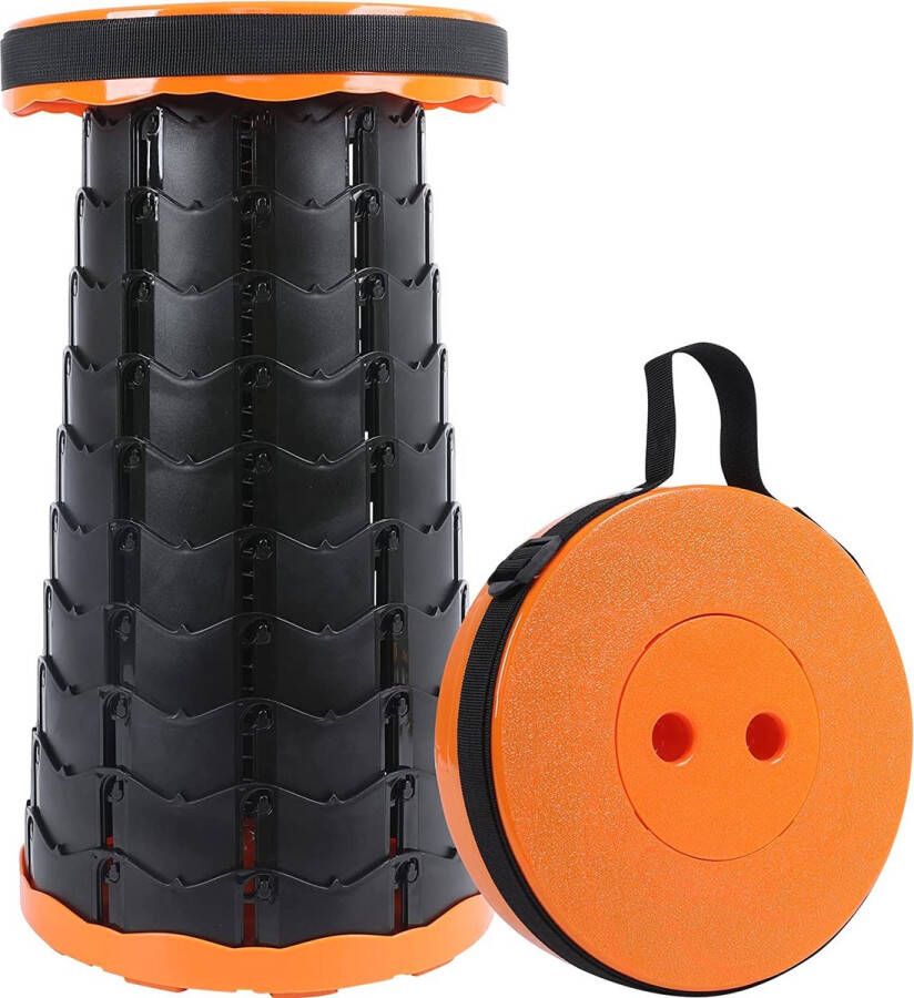 Opvouwbare kruk – Outdoor Kruk Inklapbare Kruk Kunstof kruk Camping Kruk Draagbare kruk – Verstelbaar Telescoop kruk Picknickstoel Zomer Festival Stoel- Voetensteun Tot 45cm Oranje - Foto 2