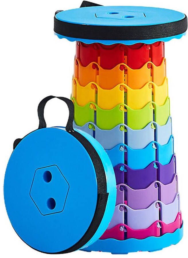 Morgiano Opvouwbare kruk opvouwbaar Inklapbare Kruk klapstoel Draagbaar Instelbare Hoogte Kruk Opstapkrukje Camping Kruk Foldable stool Tot 45cm Regenboog