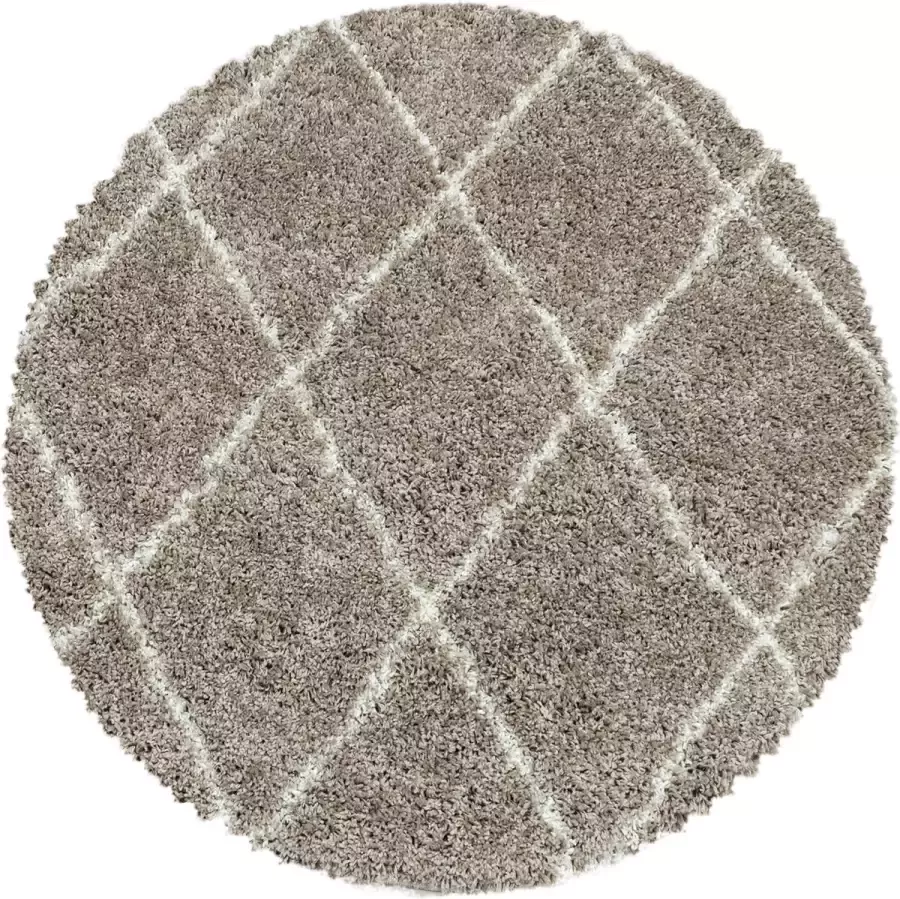 Morhane Alvor Shaggy vloerkleed hoogpolig rond Ø 80cm beige