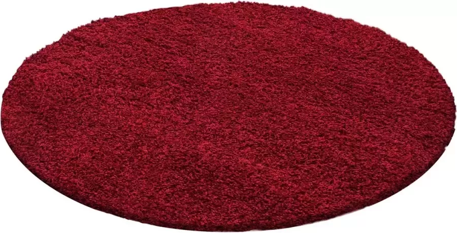 Morhane Dream Shaggy vloerkleed hoogpolig rond Ø 80cm rood