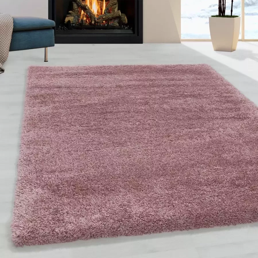 Morhane Fluffy Shaggy vloerkleed hoogpolig rechthoek 160x230cm roos
