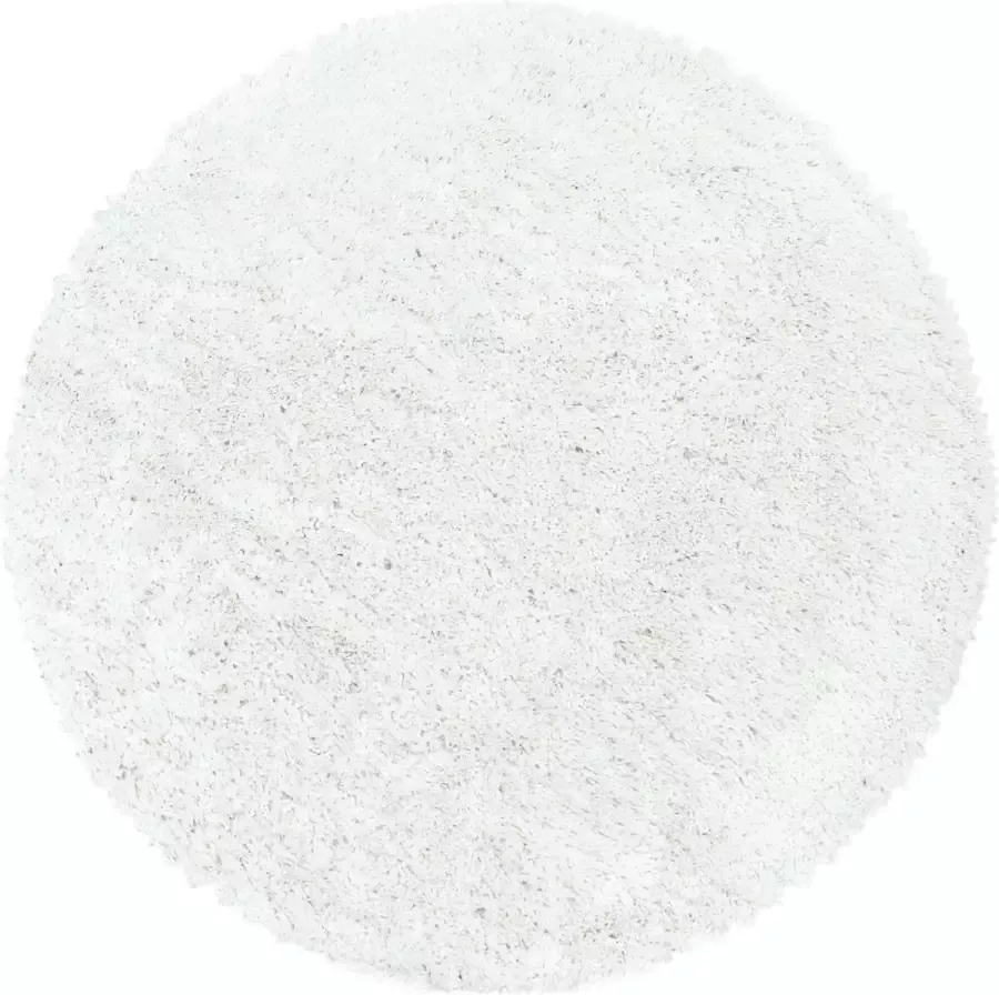 Morhane Fluffy Shaggy vloerkleed hoogpolig rond Ø 200cm wit