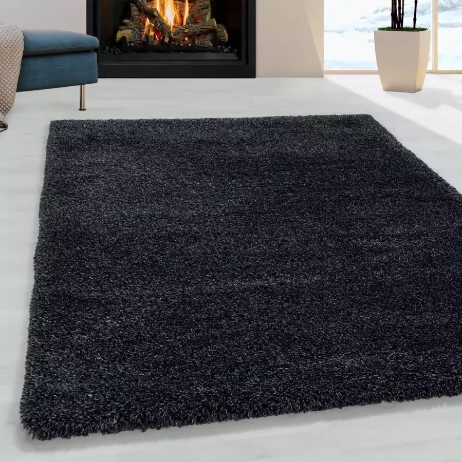 Morhane Fluffy Shaggy vloerkleed hoogpolig rechthoek 200x290cm antraciet