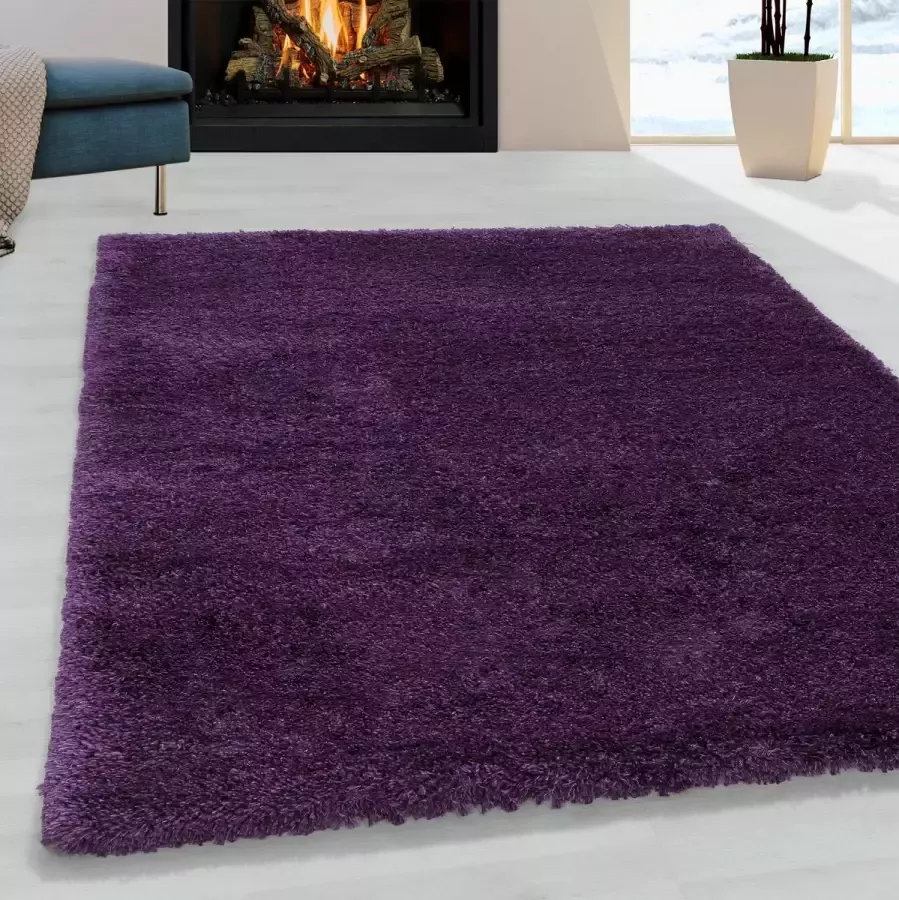 Morhane Fluffy Shaggy vloerkleed hoogpolig rechthoek 80x150cm lila