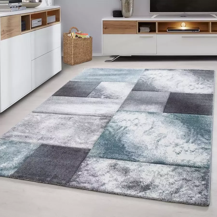 Morhane Hawaii Tetris vloerkleed laagpolig rechthoek 120x170cm blauw