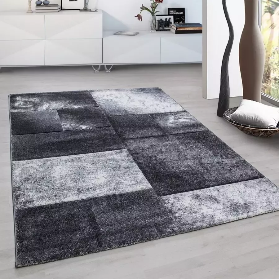 Morhane Hawaii Tetris vloerkleed laagpolig rechthoek 160x230cm grijs