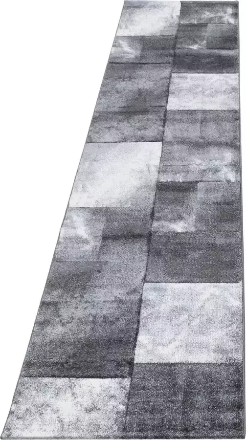 Morhane Hawaii Tetris vloerkleed laagpolig loper 80x300cm grijs