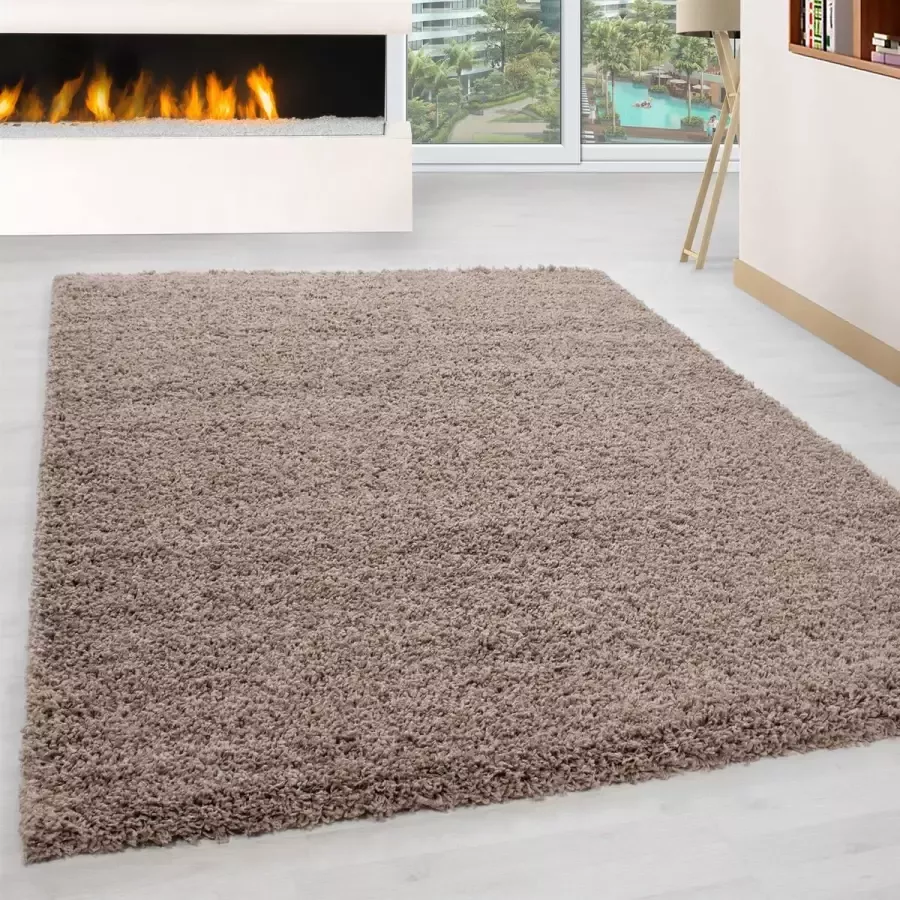 Morhane Life Shaggy vloerkleed hoogpolig loper 100x200cm beige