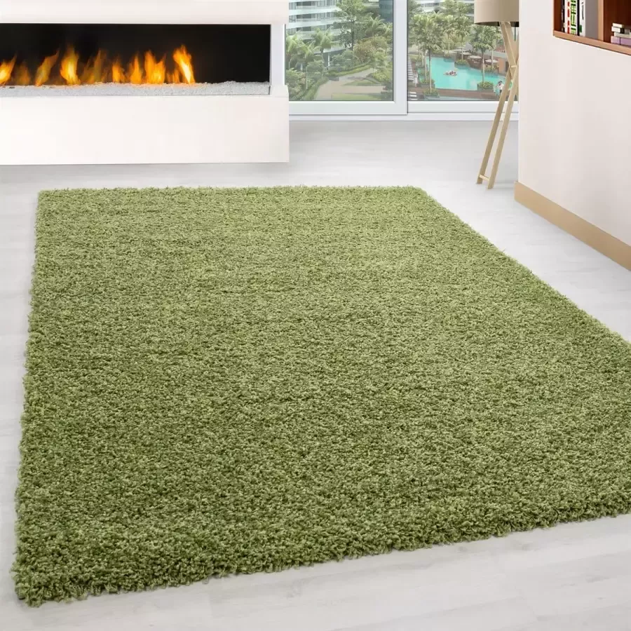 Morhane Life Shaggy vloerkleed hoogpolig loper 100x200cm groen