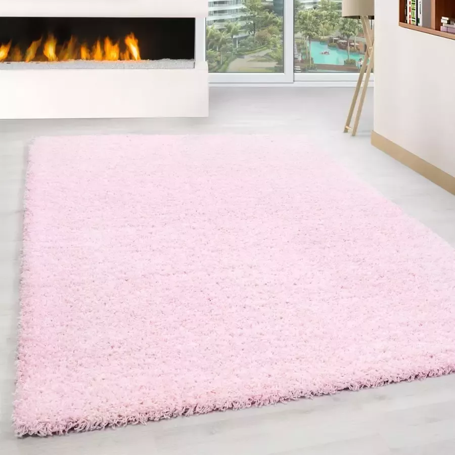 Morhane Life Shaggy vloerkleed hoogpolig rechthoek 60x110cm roze