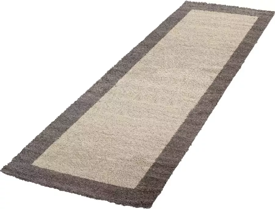 Morhane Life Shaggy Schaduw vloerkleed hoogpolig loper 80x250cm taupe