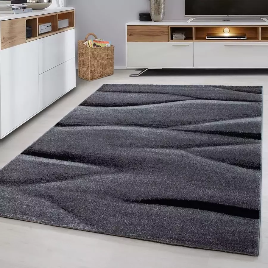Morhane Lucca Golf vloerkleed laagpolig rechthoek 80x150cm zwart