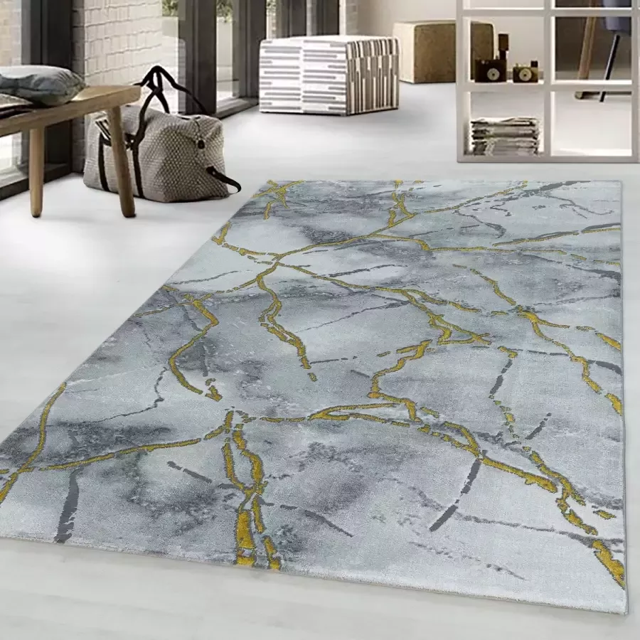 Morhane Naxos Marmer vloerkleed laagpolig rechthoek 120x170cm goud