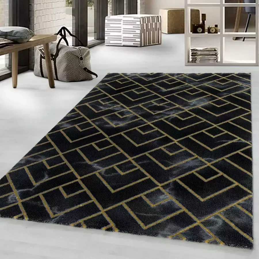 Morhane Naxos Parallel B vloerkleed laagpolig rechthoek 120x170cm goud