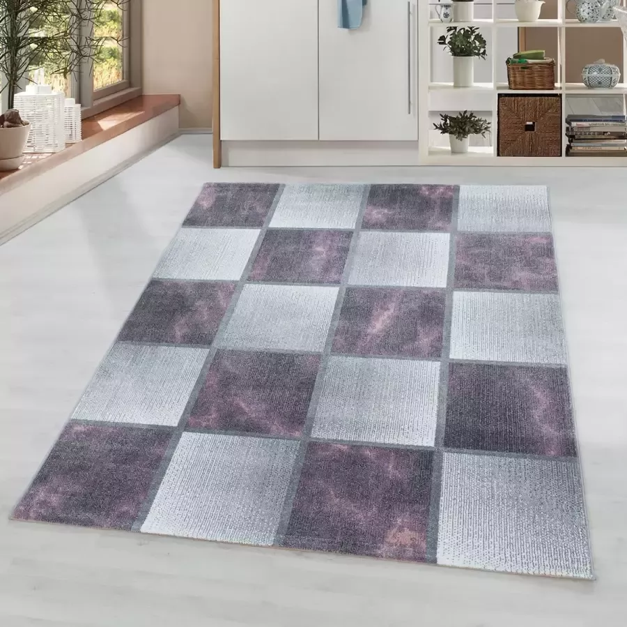 Morhane Ottawa Blok vloerkleed laagpolig rechthoek 140x200cm lila