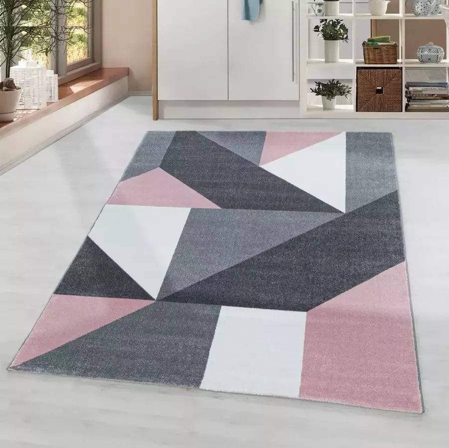 Morhane Ottawa Origami vloerkleed laagpolig loper 80x250cm roze
