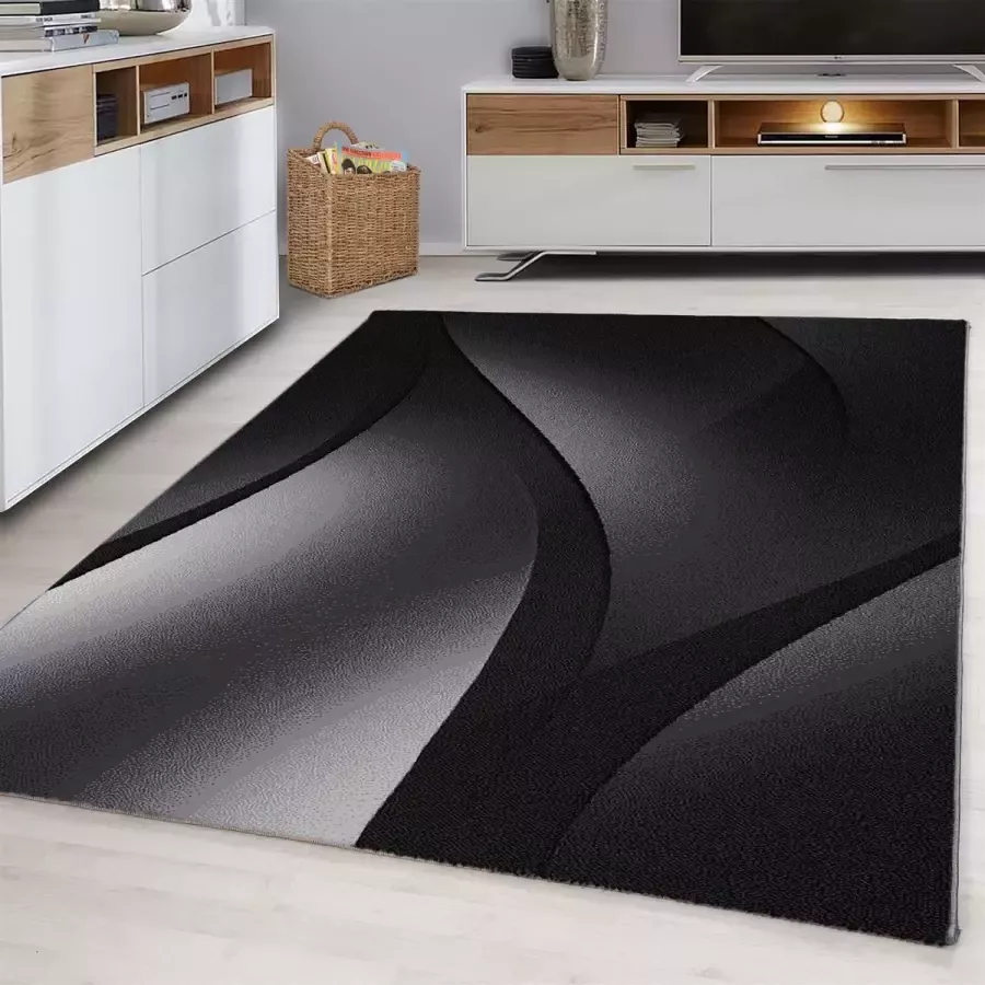 Morhane Plus Shadow vloerkleed laagpolig rechthoek 200x290cm zwart