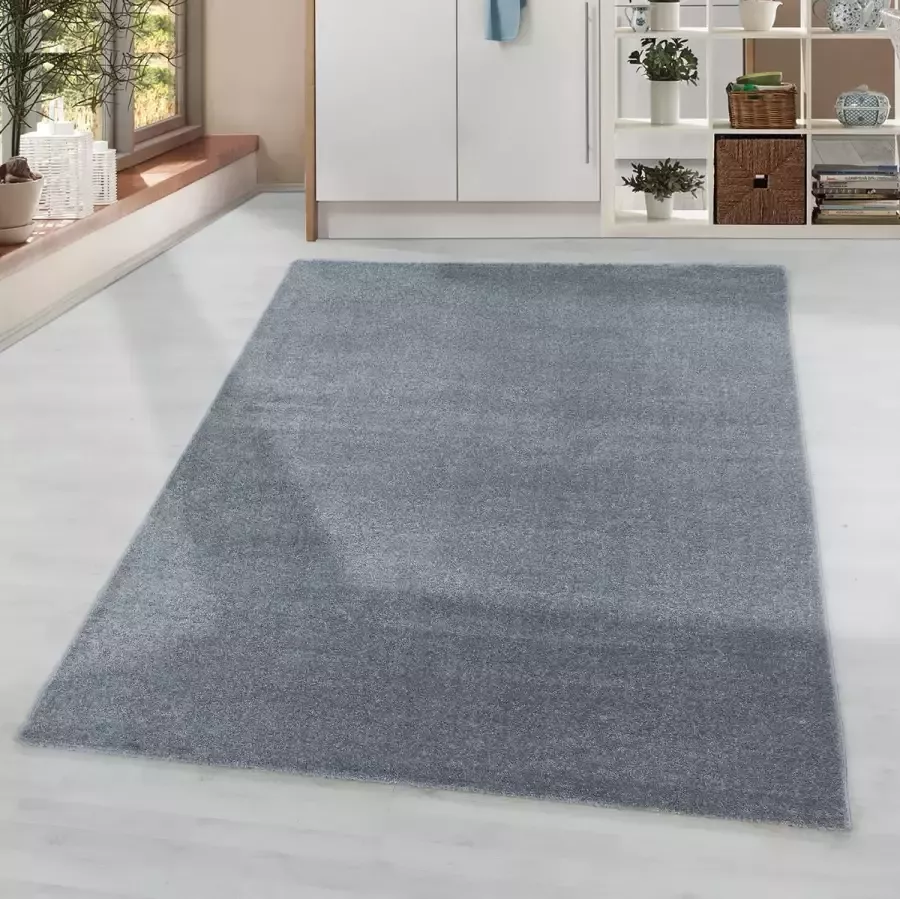 Morhane Rio One vloerkleed hoogpolig loper 80x250cm zilverkleur