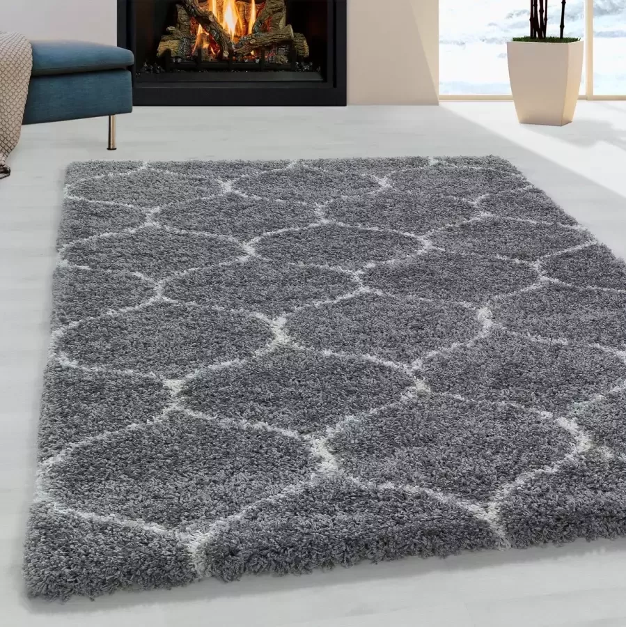 Morhane Salsa Shaggy vloerkleed hoogpolig rechthoek 120x170cm grijs