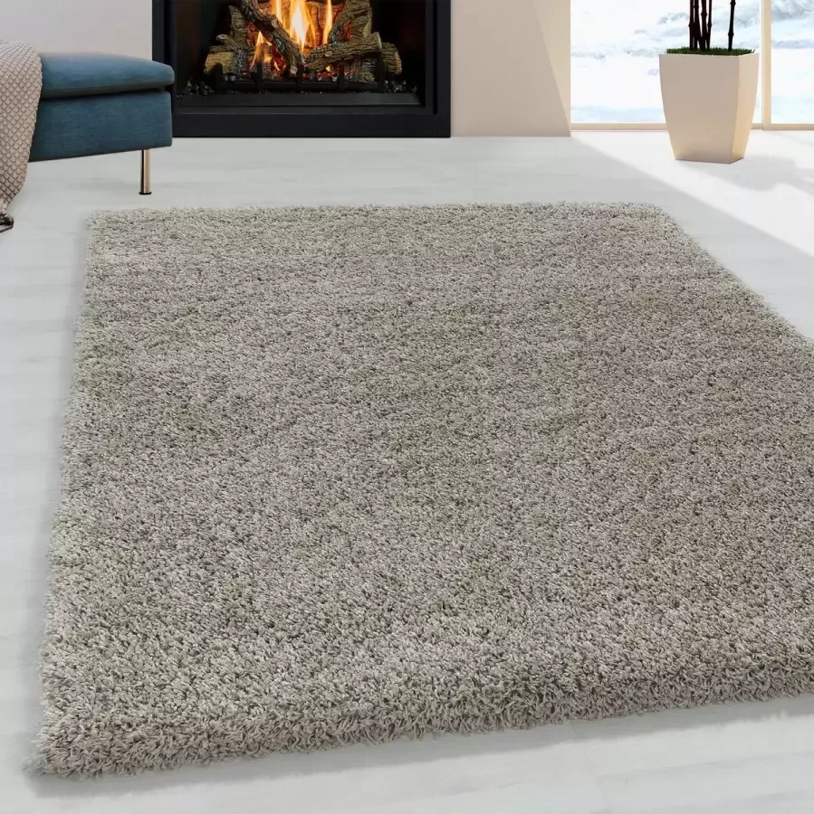 Morhane Sydney Shaggy vloerkleed hoogpolig loper 100x200cm natuurkleur