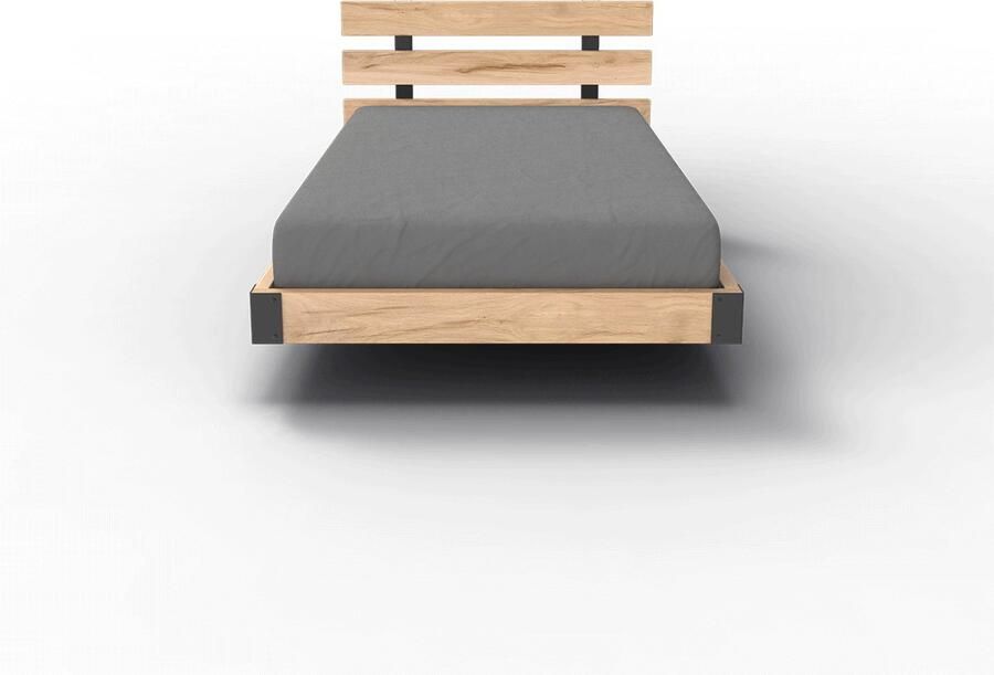 Morningstar Sleeps Houten Bed 120x200 Twijfelaar (120cm Breed) Zwevend Inclusief Montage Duurzaam Massief Eikenhout Robuust En Industrieel