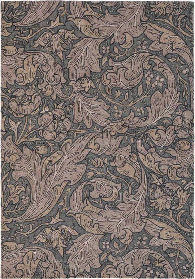 Morris & Co Bachelors Button charcoal 28205 Vloerkleed 200x280 Rechthoek Laagpolig Tapijt Klassiek Bruin Taupe