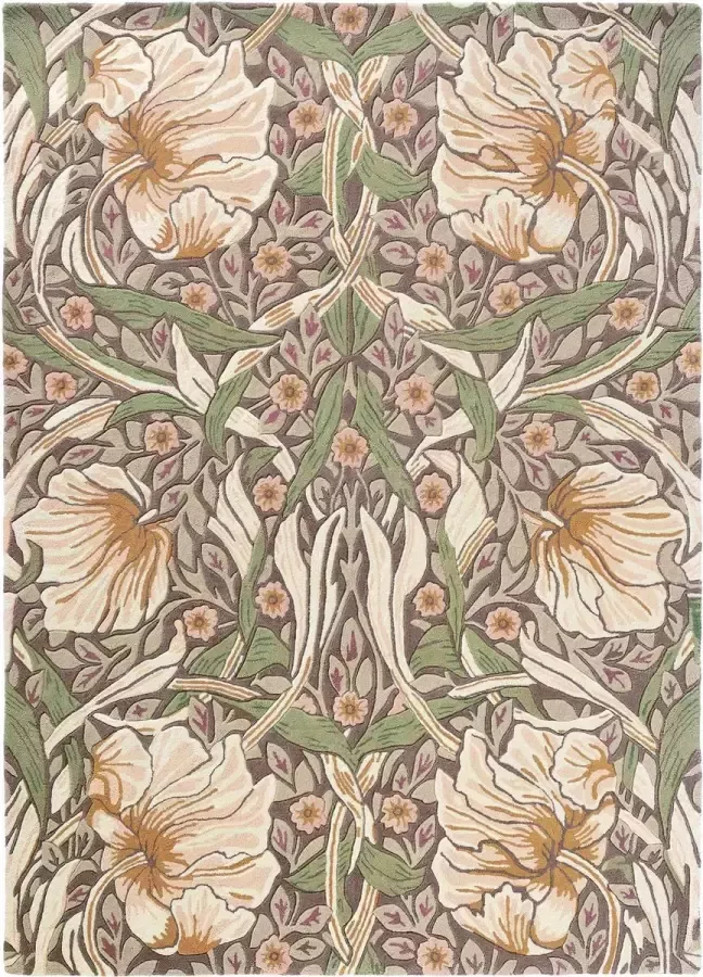 Morris & Co Pimpernel aubergine 28805 Vloerkleed 170x240 Rechthoek Laagpolig Tapijt Klassiek Meerkleurig