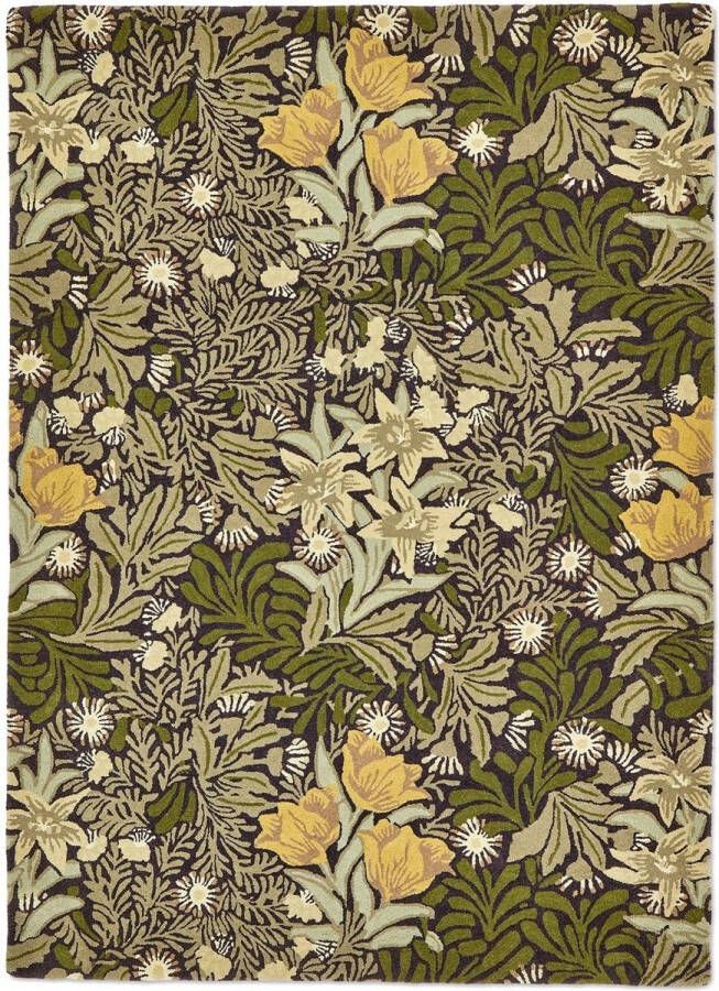 Morris & Co Bower Twining Vine Green 128207 Vloerkleed 250 x 350 cm Green Rectangular Wool Dining room Living room Floral Eclectic Modern