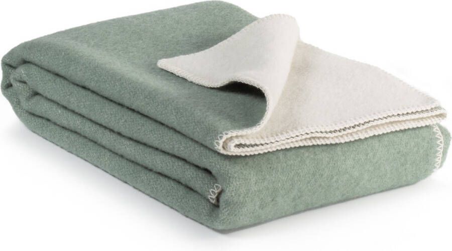 Most Cool Mint 2-persoons omkeerbare bed deken Nieuw-Zeelandse wol 220 x 200 cm mintgroen-wit