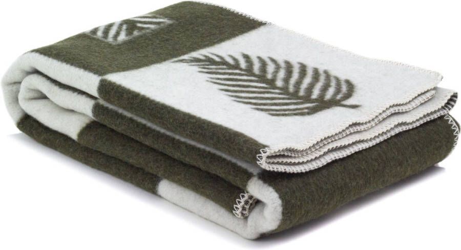 Most Merino wollen bed deken Blad 1 persoons groen-wit