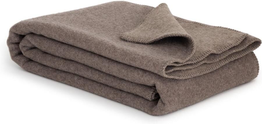 Most 1-persoons wollen bed deken Browny Merino wol 140 x 200 cm bruin