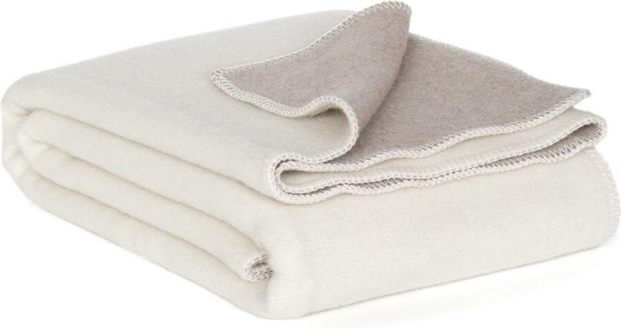 Most Castle White 1-persoons omkeerbare bed deken Merino wol 140 x 200 cm wit-beige