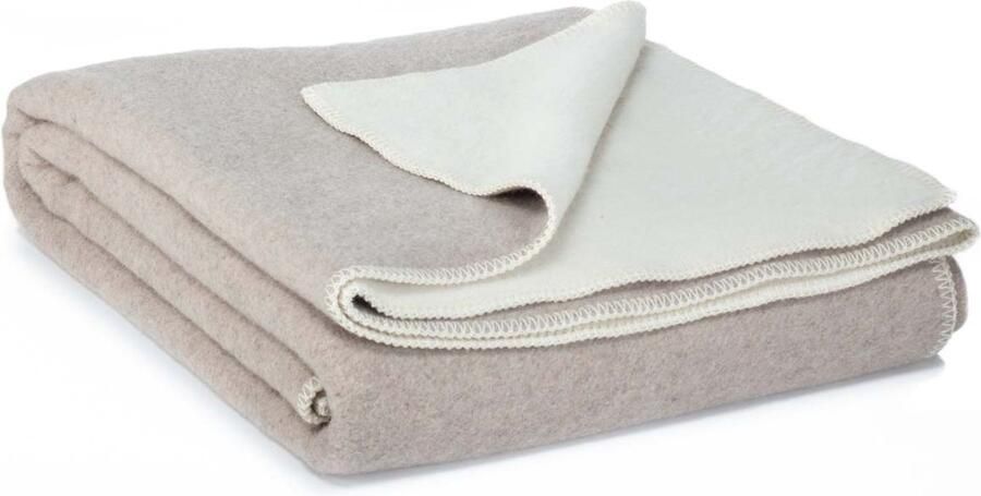 Most Castle White 2-persoons omkeerbare bed deken Merino wol 200 x 220 cm wit-beige