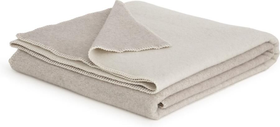 Most Kasjmier bed deken Ivory Dune 90% Merino wol 10% Kasjmier wol 220 x 200 cm wit-beige