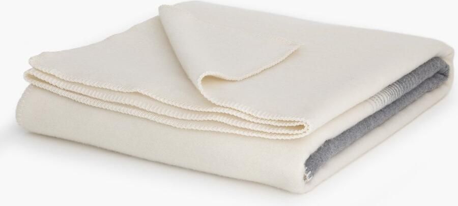 Most Kasjmier bed deken Ivory Mist 90% Merino wol 10% Kasjmier wol 220 x 200 cm wit-grijs