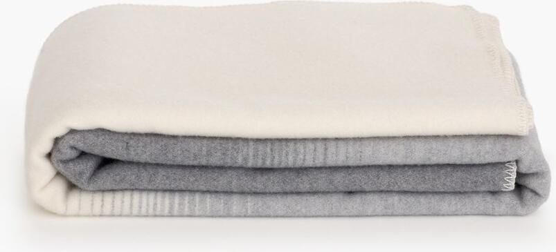 Most Kasjmier bed deken Silver Cloud 90% Merino wol 10% Kasjmier wol 140 x 200 cm wit-grijs