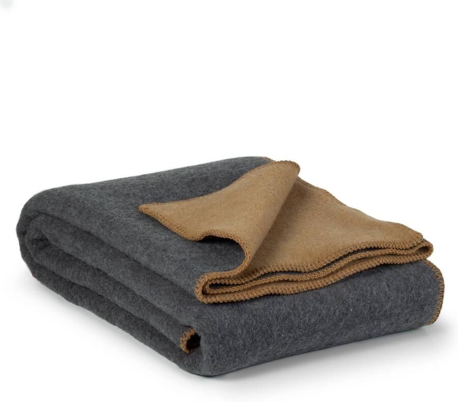 Most Sun Dust 1-persoons omkeerbare bed deken Merino wol 140 x 200 cm geel grijs