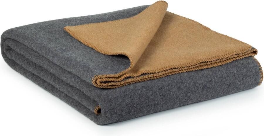 Most Sun Dust 2-persoons omkeerbare bed deken Merino wol 200 x 220 cm geel grijs