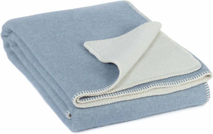 Most Omkeerbare wollen bed deken Blue Fog 140 x 200 cm blauw-wit