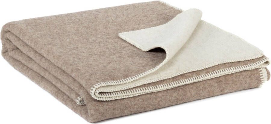 Most Omkeerbare wollen bed deken Eco Fossil 2-persoons 200 x 220 cm bruin-wit