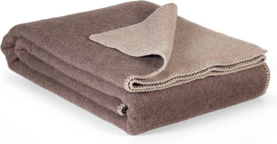 Most Wolverine 2-persoons omkeerbare bed deken Merino wol 200 x 220 cm beige-bruin
