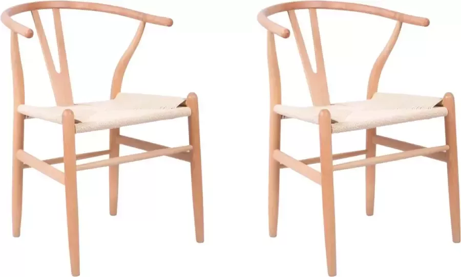 Mowelli 2 stoelen 'Y Chair Style' Naturel Hout