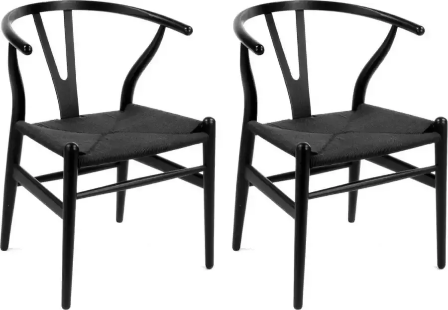 Mowelli 2 stoelen 'Y Chair Style' Volledig Zwart