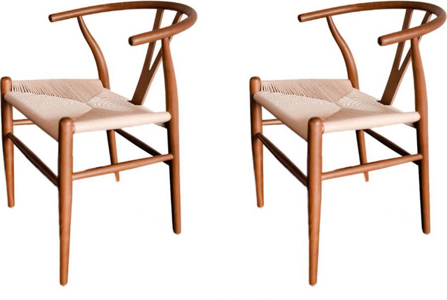 Mowelli 2 stoelen 'Y Chair Style' Walnut