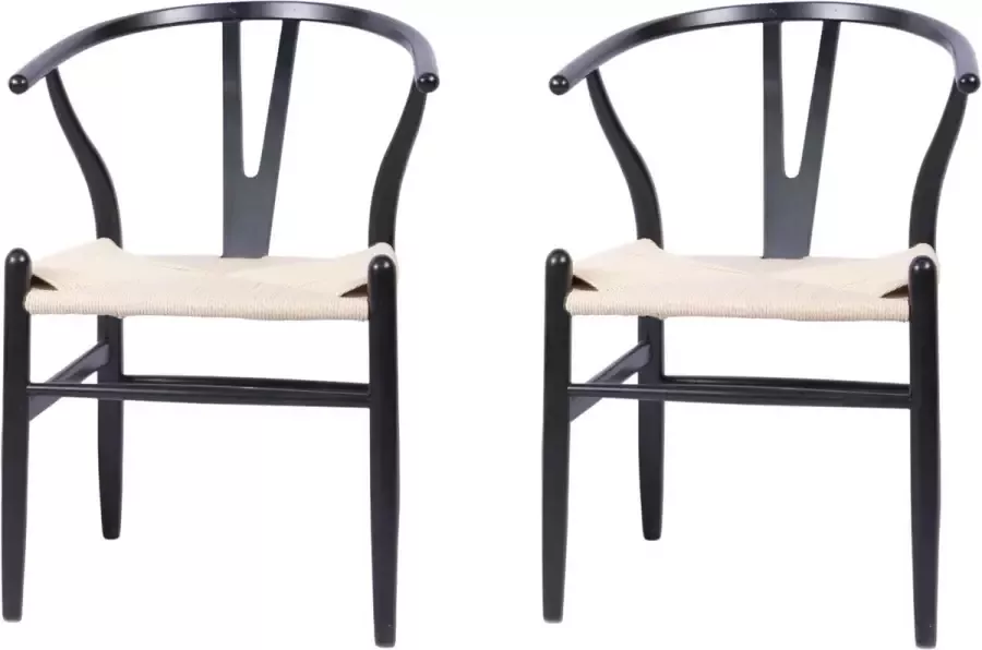 Mowelli 2 stoelen 'Y chair' Style Zwart Hout