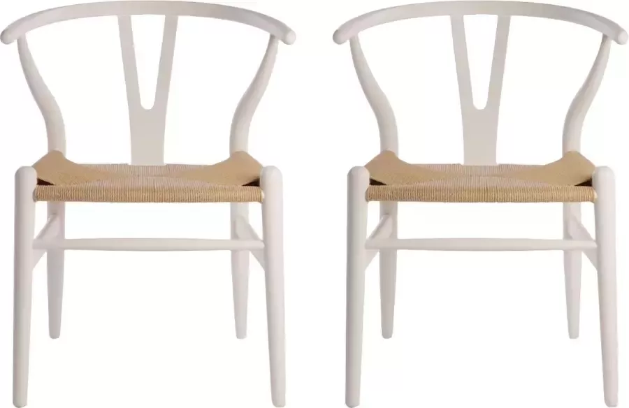 Mowelli 2 stoelen 'Y chair' Wit hout